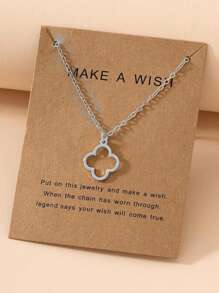 1pc Fashion Women's Elegant Four-Leaf Clover Necklace, Minimalist Luxury Style, Nature Inspired Pendant Jewelry