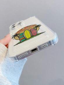 1 pieza Funda de teléfono creativa con tema de playa y océano, con patrones de árbol de coco, sol, nube y monopatín, de material TPU transparente, adecuada como regalo, compatible con iPhone XS/XS Max/XR/11/12/13/14/15/16 Pro/Pro Max/14/15/16 Plus