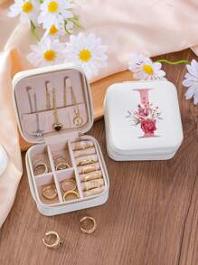 1 Pc A-Z Letter Jewelry Box Ring Storage Box Necklace Storage Box Gifts For Girls Bridesmaid Gifts Mom Gift Ideal Gift White Jewelry Box Pink Jewelry Box