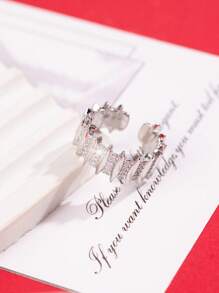 1 Stück Luxus-Stil breiter offener Ring mit kupfer-mikrobelegter kubischer Zirkonia, verstellbare Größe geeignet für den täglichen Gebrauch von Frauen, ideales Geschenk für Familie, Freunde und Liebste