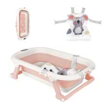 Baignoire bébé pliable avec coussin de bain antidérapant - Baignoire bébé XL avec thermomètre de bain - De la naissance à 3 ans - Baignoire bébé - Cadeaux de naissance pour filles et garçons