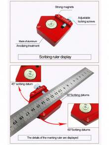 1 Pc Aluminum Alloy Steel Ruler Positioning Block 45/60/90 Degree Angle Scriber, Line Marking Gauge Woodworking Square Scriber, Right Angle Ruler, Height Ruler, Woodworking Measuring Tool, Woodworking Scriber For Ruler Locator Woodworking Woodworking Marking Measuring Tools