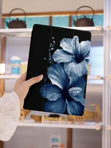 1 件蓝色花卉印花平板电脑保护壳，适用于 Apple iPad 10.2 英寸、iPad Pro 2021/2020、iPad 9/10 代、iPad 11 英寸 2025、Galaxy Tab A8 10.5 英寸华为 Matepad 10。小米，防摔，带铅笔槽，支持睡眠/唤醒
