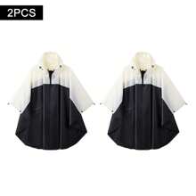 Women's Waterproof Hooded Rain Poncho-Plaid Pattern,Sportwear With Pockets & Zip Closure