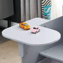 2 In 1 Wooden Children Table With Chair, Small Kids Table And Chair Set With Storage Box, Suitable For Kids Children Toddlers Boys Girls, Grey - Grey - View 3