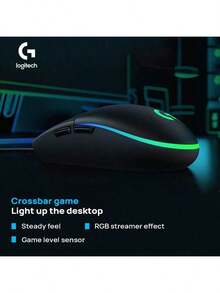 Logitech G102 有线鼠标，机械电竞轻量，RGB 灯光效果，便携，经典设计，机械按键，点击感清脆，握感舒适，适合中/小手，办公和游戏，黑色