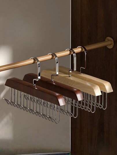 1/5pcs Solid Wood 8-Hook Multifunctional Clothes Hanger--Traceless, Durable And Not Easy To Fall Off, Saving Wardrobe Space, Suitable For Clothing Stores, Hotels, Dormitories, Apartments, Family Clothes Drying And Storage, Bathrooms, Bedroom Wardrobes, Home Decoration, Practical Hooks, Clothes Storage Racks, Clothes, Hats And Bags Storage.