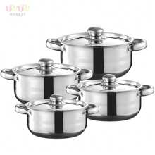 Olla de acero inoxidable, juego de 3 ollas de acero inoxidable, juego de 3 ollas de 20-26 cm, juego de utensilios de cocina de acero inoxidable, olla para sopa con doble asa, con tapa de vidrio, mango de remache pesado, olla para sopa con tapa, juego de cocina con asa, herramientas de cocina profesionales, utensilios de cocina, resistentes y duraderos, fáciles de limpiar, simples de usar, buena calidad y bajo precio, adecuados para cocinas de inducción y gas, adecuados para acampar, hogar, restaurante (plata) - Plateado - Ver 9