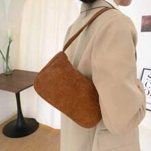 Fashion Vintage Women Handbags Corduroy Underarm Bag Casual Women Shoulder Bags Solid Color Zipper Female Handbag Clutch