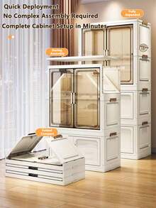 5/4/3/2/1 couche Armoire pliante sans installation, Armoire de rangement renforcée, Armoire à vêtements pour la maison, la chambre, bébé/enfants - Multicolore - Voir 11