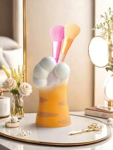 1 件卡通猫南瓜花瓶彩色树脂材质桌面插花客厅装饰笔筒铅笔架适合节日浴室卧室大容量