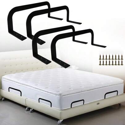 4-teilige schwarze Anti-Rutsch-Matratzenanker, aus Metall, robust und langlebig. Hält die Matratze fest an ihrem Platz, verhindert Bewegungen und sorgt für einen angenehmen, ungestörten Schlaf. Geeignet zum Befestigen von Tatami, Schwebebetten, Flachbetten usw.