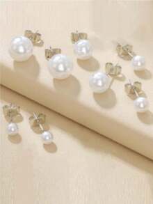 8pcs Pearl Stud Earrings Set, Fashion Minimalist Faux Pearl Earrings In Assorted Sizes, Versatile Earrings For Girls And Women, Great Gift For Friends