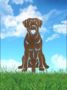 1pc Rusty Iron Metal Labrador Garden Stake - Rusty Metal Artwork - Outdoor Garden Decor