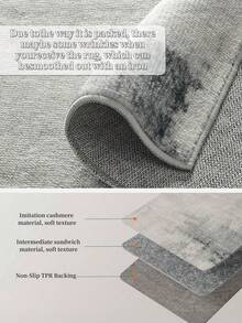 Tapete moderno minimalista azul, 1 peça, lavável, antiderrapante, de lã sintética, 1160g/m², para sala de estar, quarto, cozinha, escritório, entrada