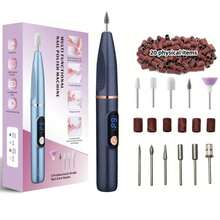 专业低噪音无线便携式电动指甲锉套装，指甲磨甲器配备多个磨头，可用于去除、打磨、修剪和抛光指甲，可充电无绳指甲钻，速度可调，小巧轻便，方便旅行度假携带，300mAh电池 - 彩色 - 查看 9