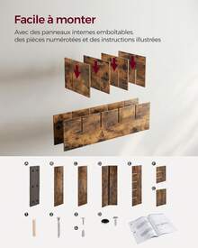 VASAGLE Banc à Chaussures, Meuble d'Entrée, Rangement Chaussures, Assise Rembourrée et 15 Compartiments, Étagère Porte-Chaussures, Capacité de Charge 200 kg, Brun café - Marron - Voir 4