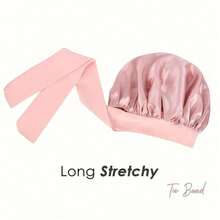 1pc Luxurious Satin & Silk Sleep Bonnet - Adjustable Tie Band For Unisex Hair Protection, Summer & Back To School - Multicolor - View 9