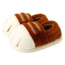 New Adorable Kitty Claw Slippers Women's Home Shoes Non Slip Furry Mules Female Fashion Warm Fluffy Slides Outdoor Cat Slippers - Trượt màu vàng - Xem 4