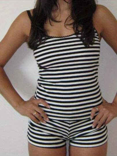 Women's Summer Slim Fashion Polka Dot Suspender Shorts Set