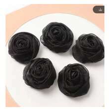 1Pcs Yarn Satin Artificial Rose Flowers Fake Flowers DIY Bridal Hairpin Clothing Crafts Accessories Home Wedding Decorations - 黑色 - 查看 2