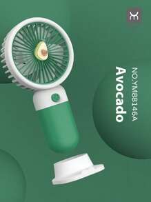 1 pezzo Ventilatore portatile mini alla moda con motivo a fragola, fiore e frutta, multifunzionale come supporto per telefono, ricaricabile USB, regalo a tema cartoni animati, accessorio essenziale per rinfrescarsi all'aperto