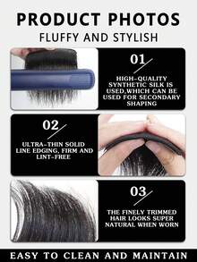 Men's Wig With Increased Hair Volume On The Top Of The Head, Synthetic Fiber Fluffy Hair Root Seamless Invisible Small Piece Pad Hair Piece High Bun Artifact, Suitable For Daily Wear - Multicolor - View 7