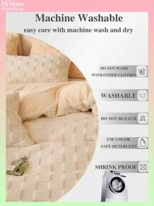 3 pièces Ensemble de literie blanc crème pour enfants/étudiants, incluant une housse de couette en velours cristallin et une taie d'oreiller, convient pour la chambre, lavable en machine