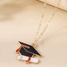 1 pieza Collar con colgante de birrete de graduación, collar versátil y sencillo para estudiantes para uso diario