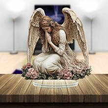 2D Flat Garden Angel Acrylic Desktop Decor - Elegant Blessing Symbol Suitable For Home And Office, Great For Bedroom, Cafe, Living Room, Garden And Balcony