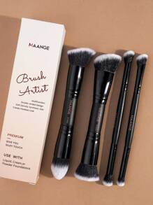 MAANGE 11pcs Makeup Tool Kit 4pcs Dual-Ended Makeup Brushes Basic Flat Round Top Brushes For Liquid Cream Foundation Powder Blush Eyeshadow Concealer 7pcs Makeup Puffs Including 2pcs Beauty Cosmetics Blending Sponges 2pcs Triangle Velvet Powder Puffs 3pcs Mini Finger Air Cushion Puff For Flawless Make Up, Travel, Makeup Reapply In Party
