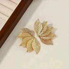 1 Pair Elegant Leaf Earrings For Women, Luxury Nature Sytle Stud Earrings, Jewelry Suitable For Webbing Dress, Festivals, Parties Wear