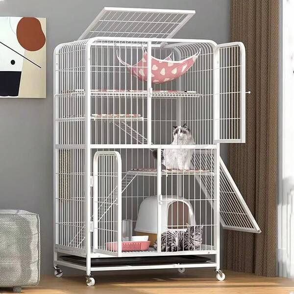 Cat Cage, Cat Cage, Cat House, Indoor Cat Cage, Foldable, Easy To Move, Easy To Assemble, Removable, Indoor Cat, Comfortable Space, Cat Escape Prevention Door Cat Cage, Easy To Clean, Pet Supplies