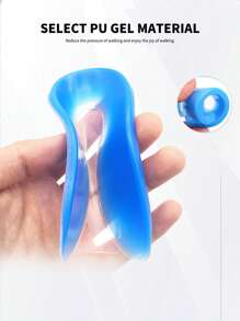 1 Pair Blue U-Shaped Soft Heel Cushion Insoles, Shock-Absorbing Half-Size Inserts, Non-Slip Self-Adhesive High Heel Shoe Accessories
