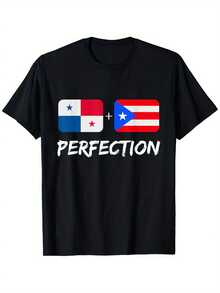 Panama & Puerto Rico Heritage Perfection Graphic T-Shirt - 100% Cotton 180gsm Crew Neck Short Sleeve Tee For Men & Women, Unisex Casual Cultural Pride Apparel (S-XXXL, Black) - Ideal Gift For Dad, Mom, Friends - 黑色 - 查看 1