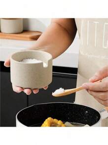 1/2/3 件陶瓷调味罐 - 带盖、勺子和托盘的调味容器 - 厨房盐和糖储存套装 - 时尚实用的台面配件，适用于家庭厨房和咖啡馆，用于储存盐、糖和香料