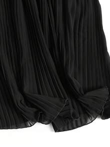 女士雪纺百褶裙，优雅修身，百搭 - 黑色 - 查看 7