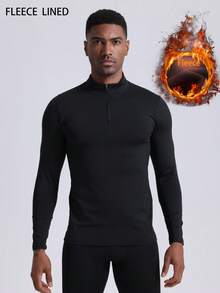 Herren Fleece Sweatshirt mit halber Reißverschluss - Stehkragen, Langarm, weich & warm für Herbst/Winter Sport & Lässig Tragen, Lässig Outdoor Tragen Lässig Stil Oberteil Dickes Fleece Daunen Plüschfutter Hochkragen Gym Outdoor Sport Jacke - Schwarz - Übersicht 1