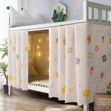 1pc Floral Curtain, Blackout Curtain Fabric For Student Dormitory, Privacy Curtain Suitable For Home, High School, University, Single Bed