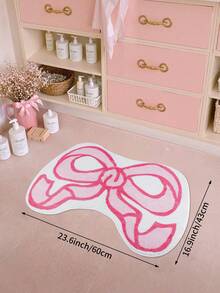 1/2 PC- Valentine's Day Rug Bathroom Rug, Bowknot Style Soft Geometric Pattern Ultra-Thick Soft Couples Pink Bathroom Carpet, Anti-Slip TPR Bottom, Water-Absorbent, Easy To Clean, Machine Washable, Soft And Comfortable, Living Room, Bathroom Vanity, Bathtub, Shower Room, Sink, Festival Home Bathroom Decoration Outdoor Rug Door Mat Summer Bathroom Accessories - Multicolor - View 5