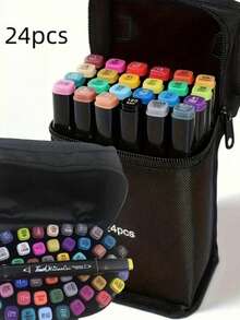 24/48/80 支彩色酒精马克笔套装，带双头搅拌器，用于绘画、素描、着色的艺术马克笔，艺术笔和永久性荧光笔，重返校园 - 彩色 - 查看 3