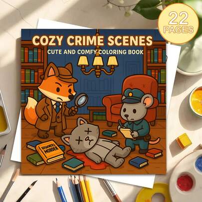 Crime Scene - Themed Coloring Book - 22 Thick Pages, Perfect For Creative Relaxation And Fun Crafts - Ideal Birthday Or Party Gift, School Supplies, Back To School