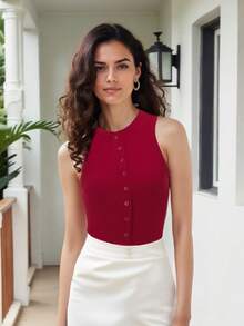 Women Y2k Button Down Crop Tops Casual Summer Solid Color Crop Shirt Knit Ribbed Button Front Long Sleeve Shirt For Club Streetwear Aesthetic Grunge Clothes - Đỏ - Xem 7