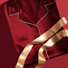 Lonxu Pajamas Set Mens Silk Satin Pajamas Long Sleeve Loungewear Two-Piece Sleepwear Button-Down Pj Set S-XXXXL