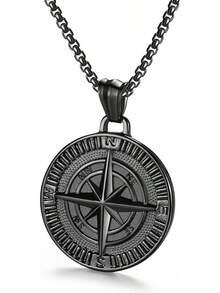 Men's Stainless Steel Compass Pendant Necklace For Adventurers - Vàng - Xem 4