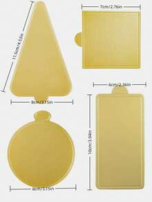 100 件三角形、圆形和方形慕斯甜点金色纸托盘适用于婚礼蛋糕展示、生日派对、下午茶派对蛋糕垫 - 烘焙甜点托蛋糕板