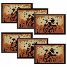 Set de 4/6/12 manteles individuales - Diseño de calabaza de horror, bruja y murciélago - Manteles individuales impresos creativos, resistentes al calor, decoración de mesa de cocina y comedor para Halloween, decoración de habitación, ajuste de mesa para fiestas festivas, aumenta el ambiente festivo