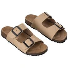Chinelo De Couro Legitimo Sandália Verão Papete Conforto - Natural Bege - Visão 4