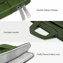 MOSISO Bolsa de Hombro para Portátil Compatible con MacBook Pro 16 2024-2019 M4 A3403 A3186 M3 A2991 M2 M1/Pro 15 A1398,15-15.6 Pulgadas Portátil,Poliéster Flapover Maletín Manga, Negro - Verde Ejército - Ver 3