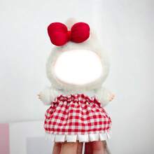 17cm Doll Clothes Accessories Set, Cute Red Plaid Dress With Bowknot, Fashion Outfit For Labubu Doll, Birthday And Holiday Gift - Multicolor - View 9